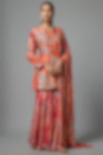 Red Silk Wedding Sharara Set by Archana Shah at Pernia's Pop Up Shop