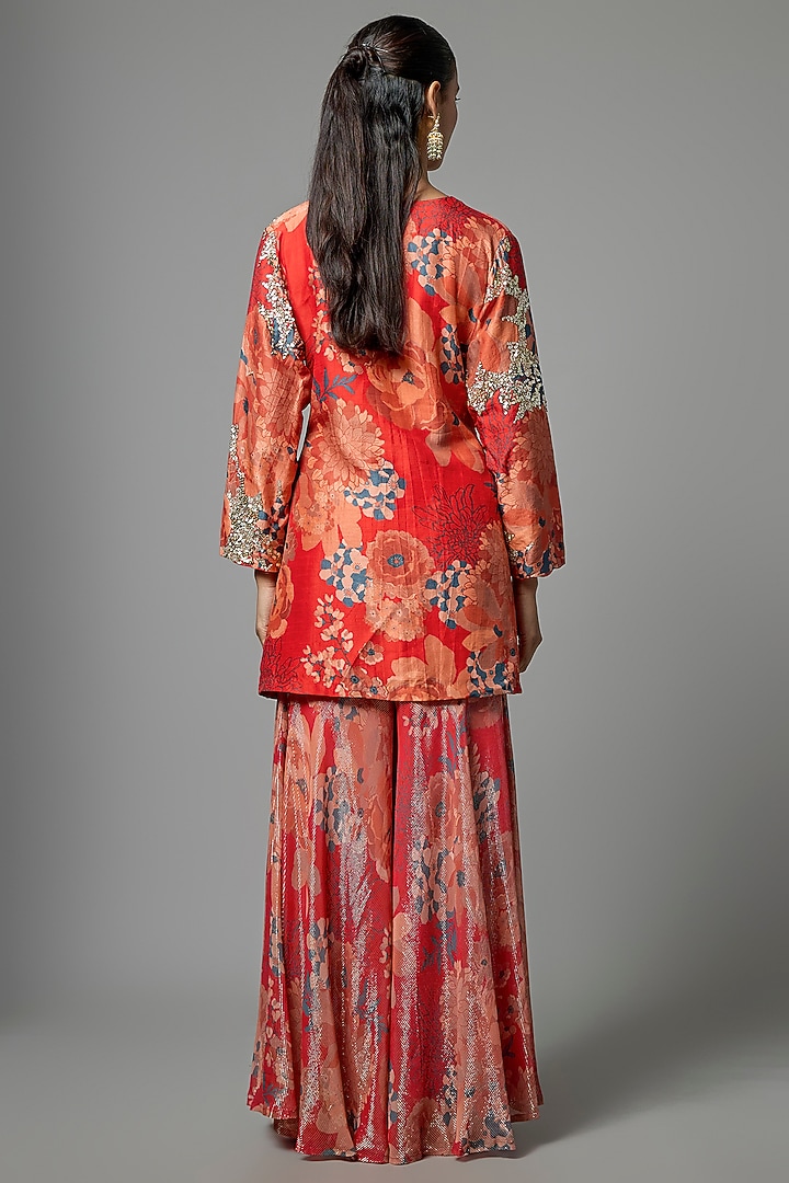 Red Silk Wedding Sharara Set by Archana Shah at Pernia's Pop Up Shop