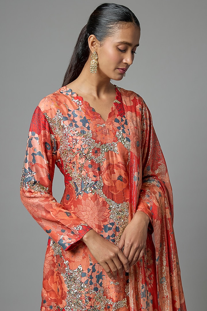 Red Silk Wedding Sharara Set by Archana Shah at Pernia's Pop Up Shop