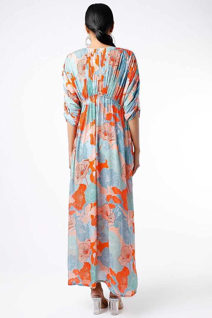 Orange Floral Printed Kaftan by Archana Shah at Pernia's Pop Up Shop
