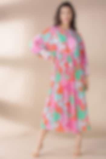 Pink Embroidered & Printed Kaftan by Archana Shah at Pernia's Pop Up Shop