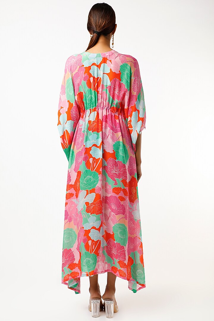 Fuchsia Floral Printed Kaftan by Archana Shah at Pernia's Pop Up Shop