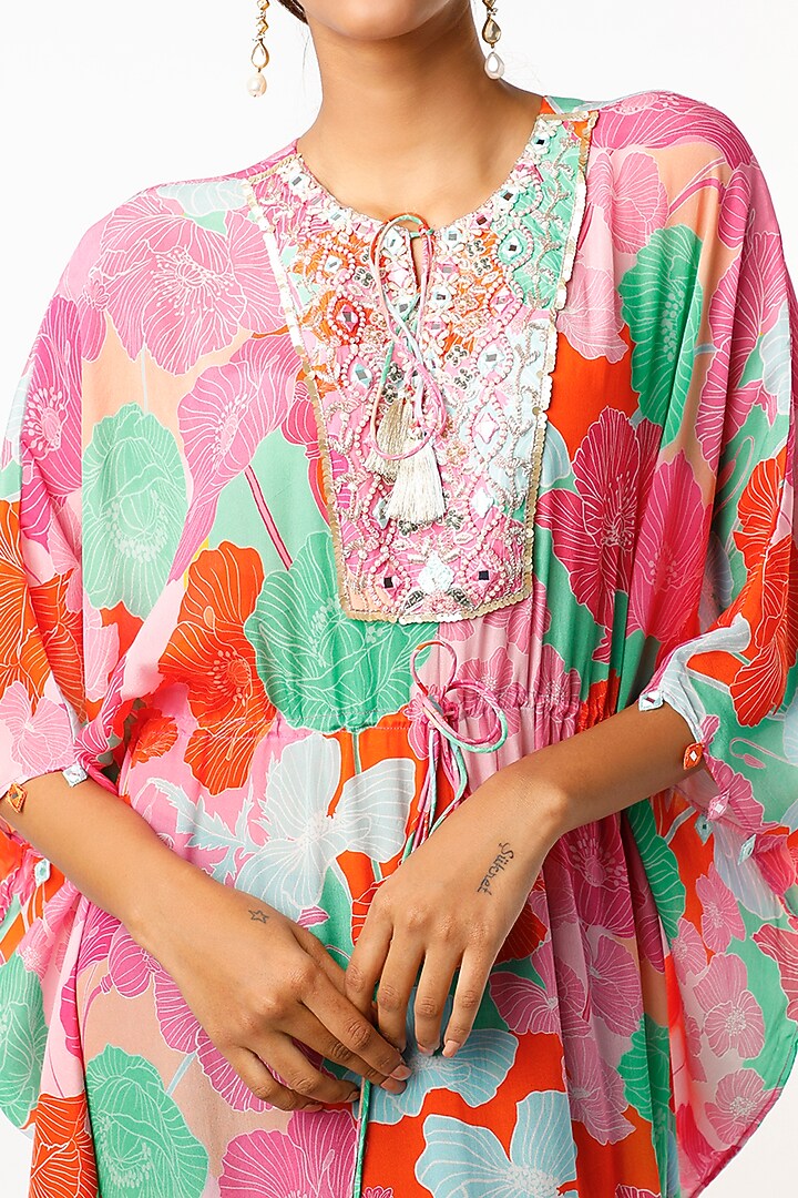 Fuchsia Floral Printed Kaftan by Archana Shah at Pernia's Pop Up Shop