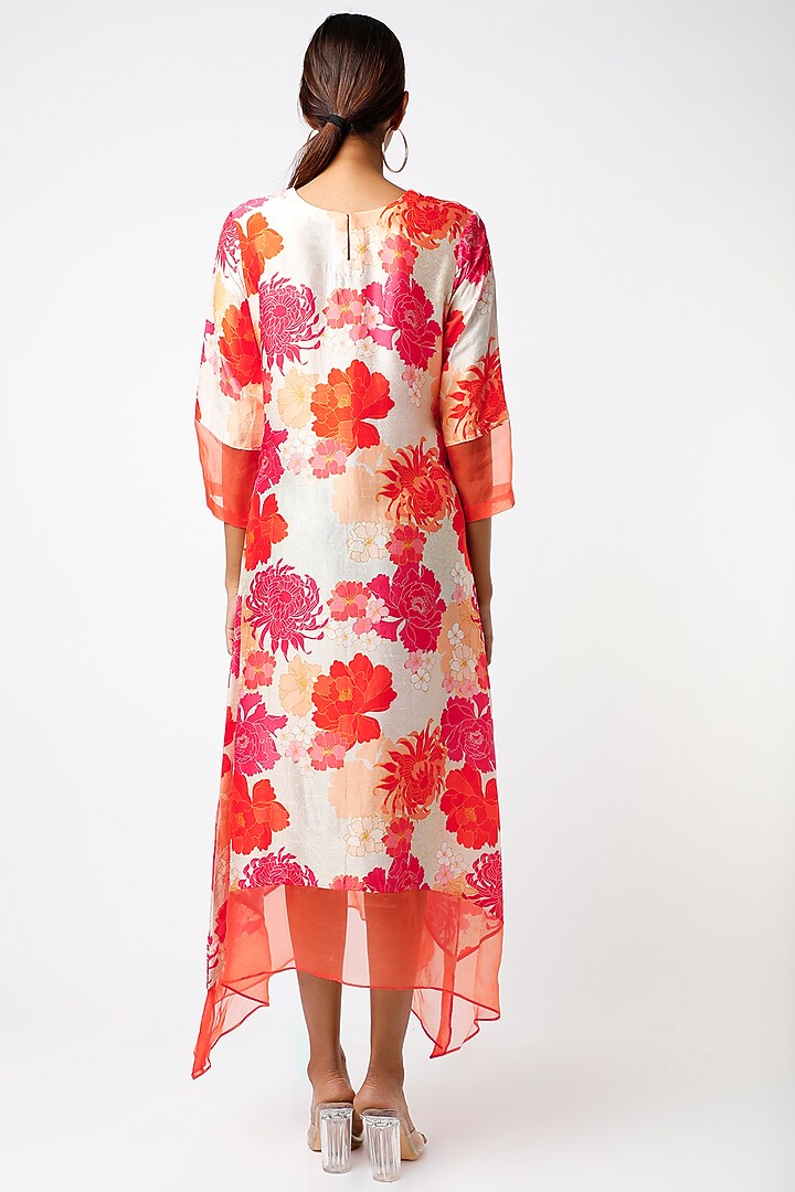 White & Orange Floral Printed Tunic by Archana Shah at Pernia's Pop Up Shop
