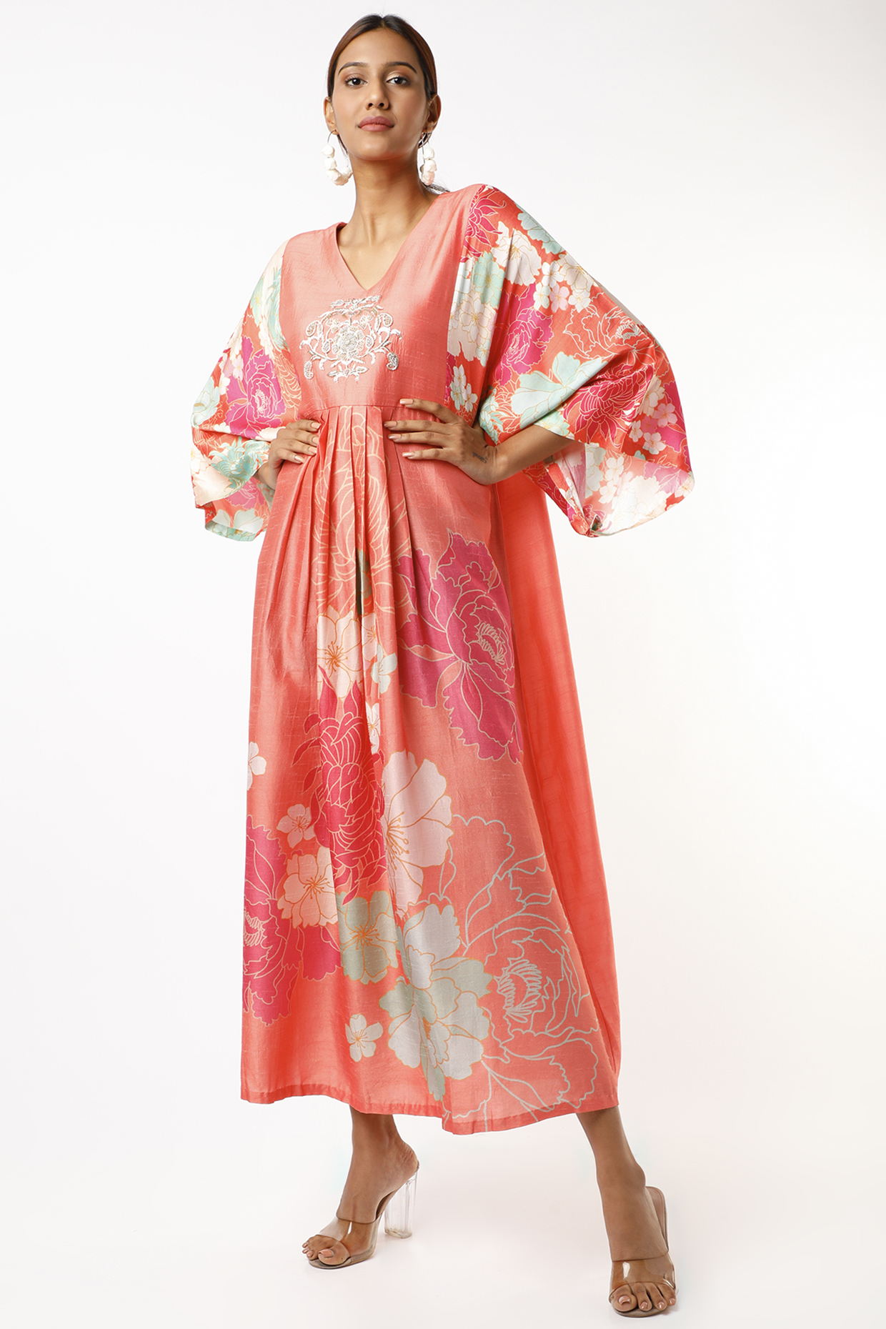 Orange Floral Printed Tunic by Archana Shah