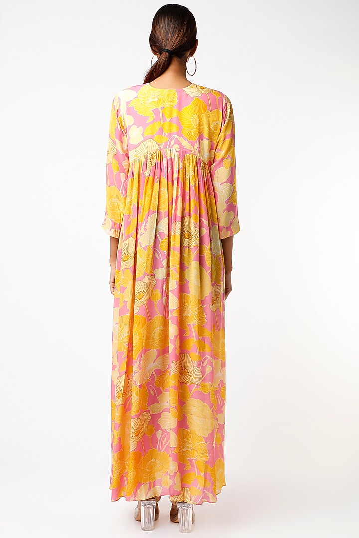 Yellow Floral Printed Maxi Vacation Dress by Archana Shah at Pernia's Pop Up Shop