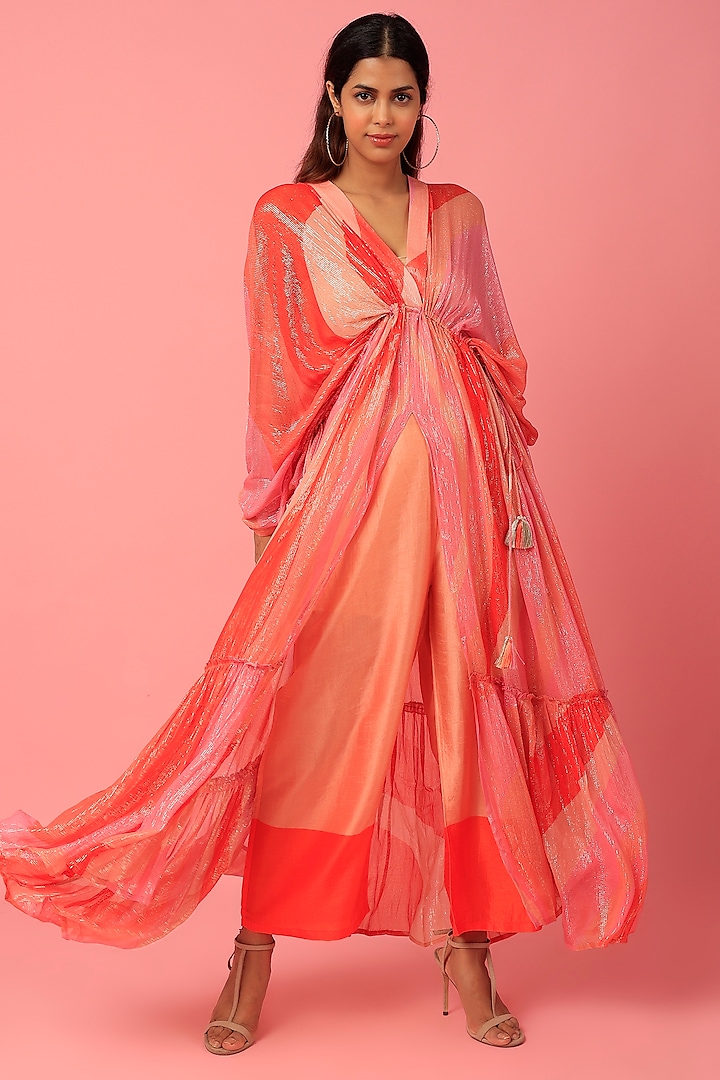 Orange Printed Kaftan Set by Archana Shah at Pernia's Pop Up Shop