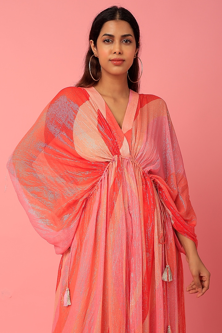 Orange Printed Kaftan Set by Archana Shah at Pernia's Pop Up Shop