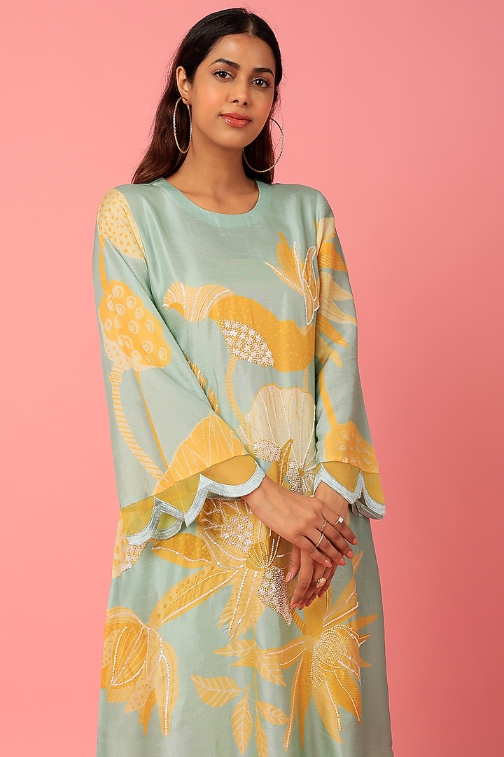 Green Printed Kurta Set by Archana Shah at Pernia's Pop Up Shop