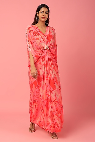 Pink Printed Kaftan by Archana Shah
