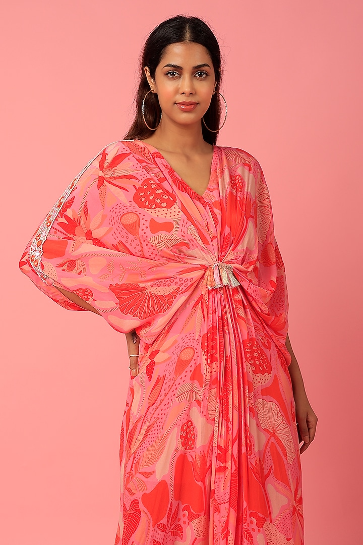 Pink Printed Kaftan by Archana Shah at Pernia's Pop Up Shop
