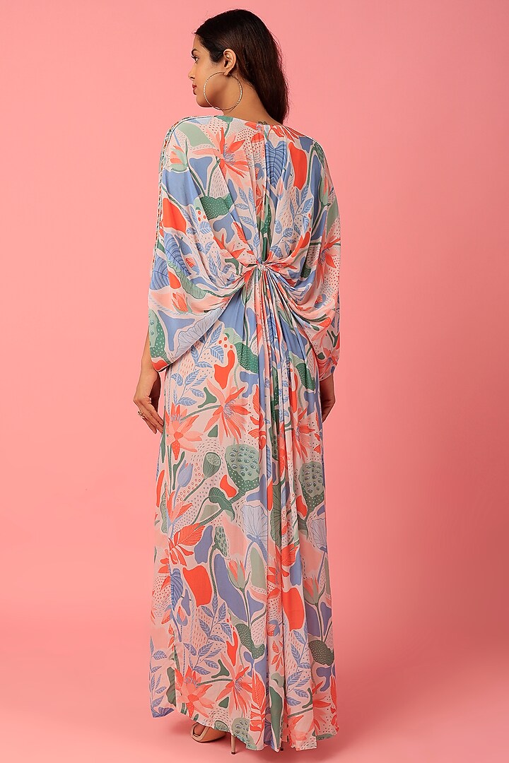 Blue Floral Printed Kaftan by Archana Shah at Pernia's Pop Up Shop