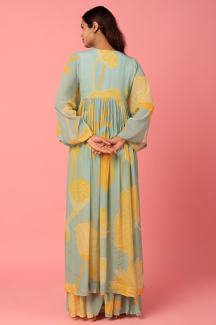 Green Printed Wedding Sharara Set by Archana Shah at Pernia's Pop Up Shop