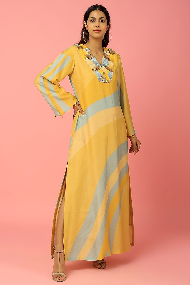 Yellow Embroidered Tunic by Archana Shah