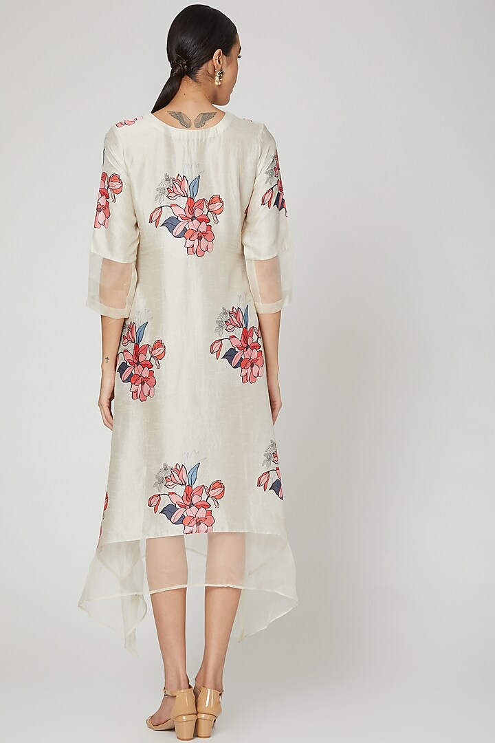 White Printed Tunic With Sequins Embroidery by Archana Shah at Pernia's Pop Up Shop