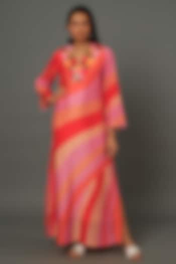 Pink Embroidered Maxi Dress by Archana Shah