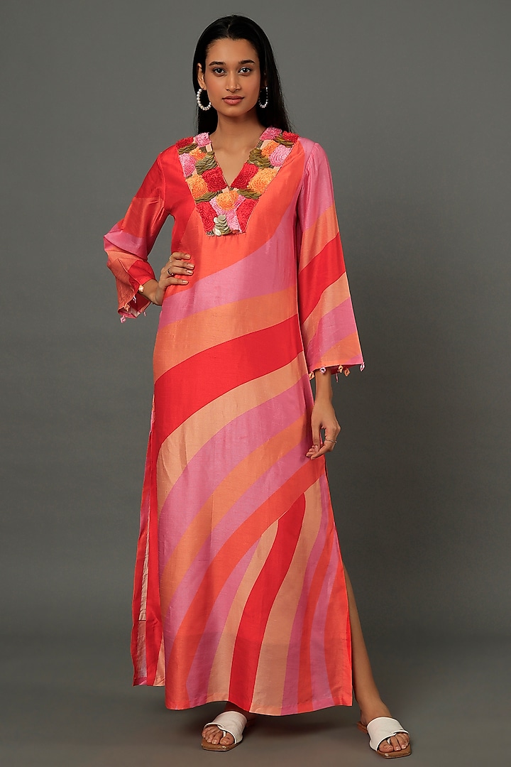 Pink Embroidered Maxi Dress by Archana Shah