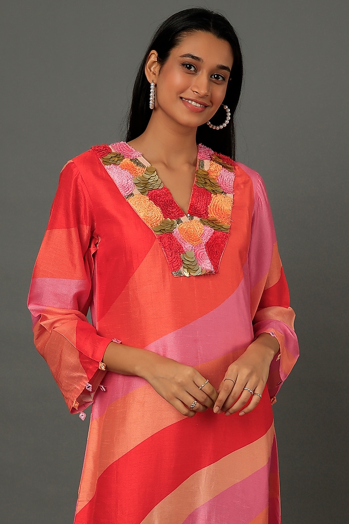 Pink Embroidered Maxi Vacation Dress by Archana Shah at Pernia's Pop Up Shop