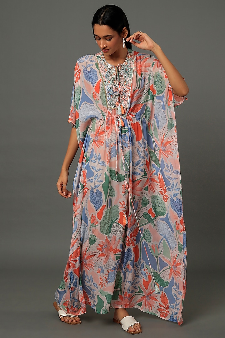 Blue Printed Kaftan by Archana Shah at Pernia's Pop Up Shop