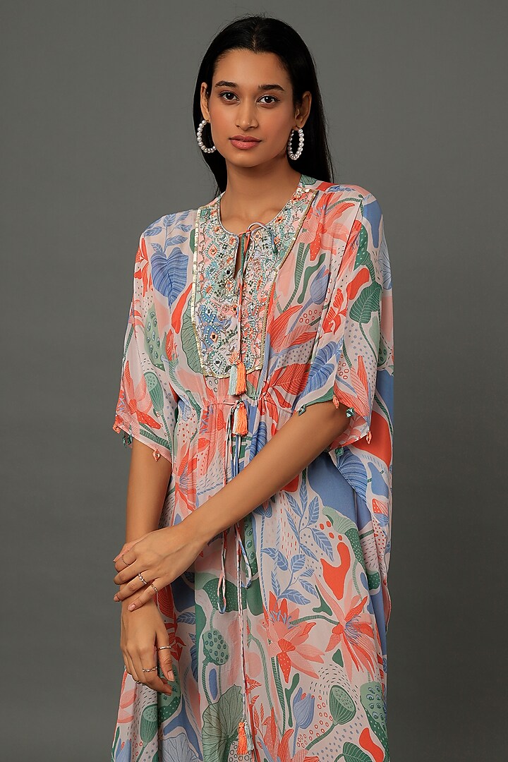 Blue Printed Kaftan by Archana Shah at Pernia's Pop Up Shop
