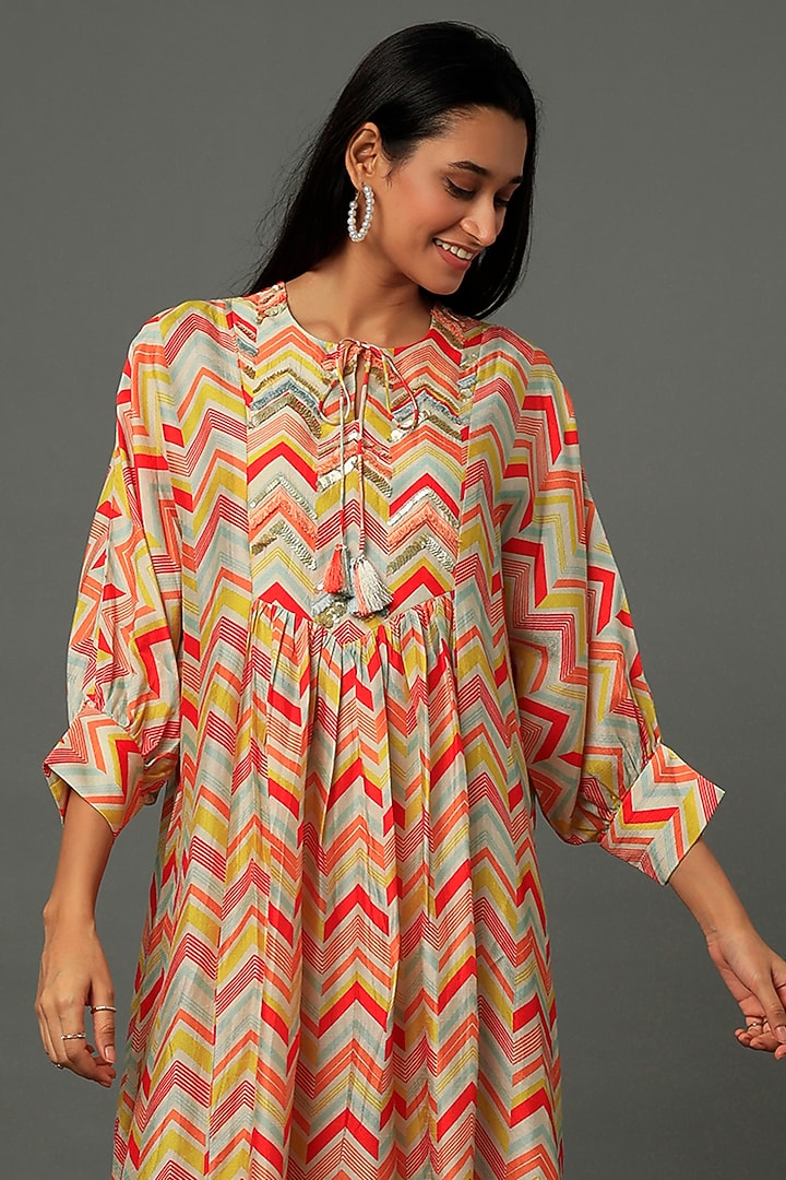 Multi Coloured Crepe Maxi Vacation Dress by Archana Shah at Pernia's Pop Up Shop