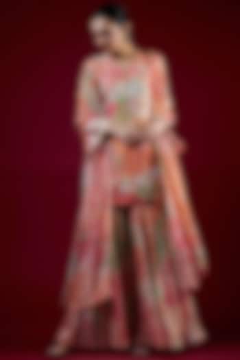 Green Georgette Printed Party Wear Sharara Set by Archana Shah at Pernia's Pop Up Shop