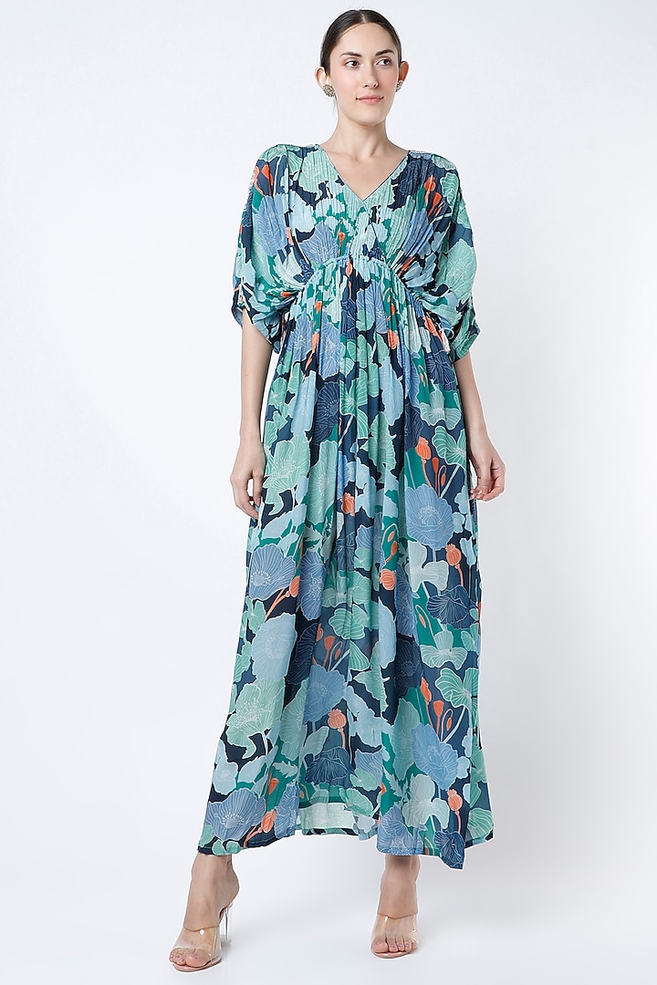 Cobalt Blue Printed Maxi Dress Design by Archana Shah at Pernia's Pop ...