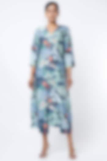 Cobalt Blue Printed Tunic Set by Archana Shah