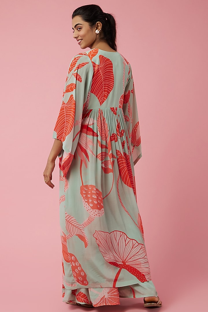 Blue Tropical Printed Wedding Sharara Set by Archana Shah at Pernia's Pop Up Shop