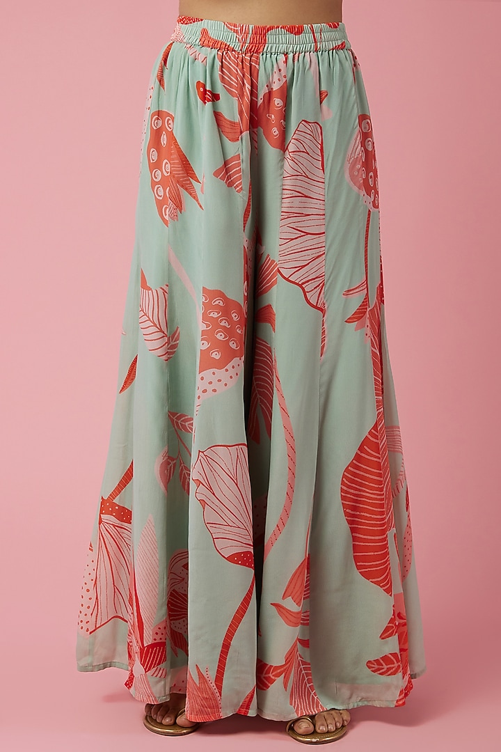 Blue Tropical Printed Wedding Sharara Set by Archana Shah at Pernia's Pop Up Shop