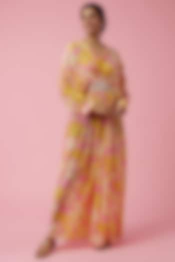 Yellow Printed Kaftan by Archana Shah at Pernia's Pop Up Shop