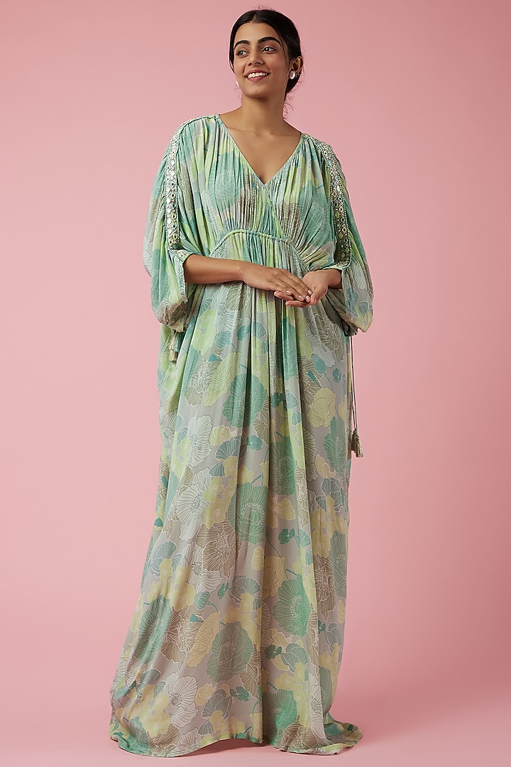 Sky Blue Printed Kaftan by Archana Shah at Pernia's Pop Up Shop
