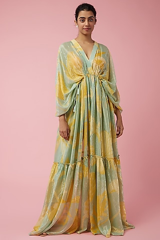 Multi-Coloured Floral Printed Kaftan by Archana Shah