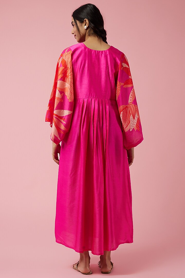 Fuchsia Floral Printed Vacation Dress by Archana Shah at Pernia's Pop Up Shop