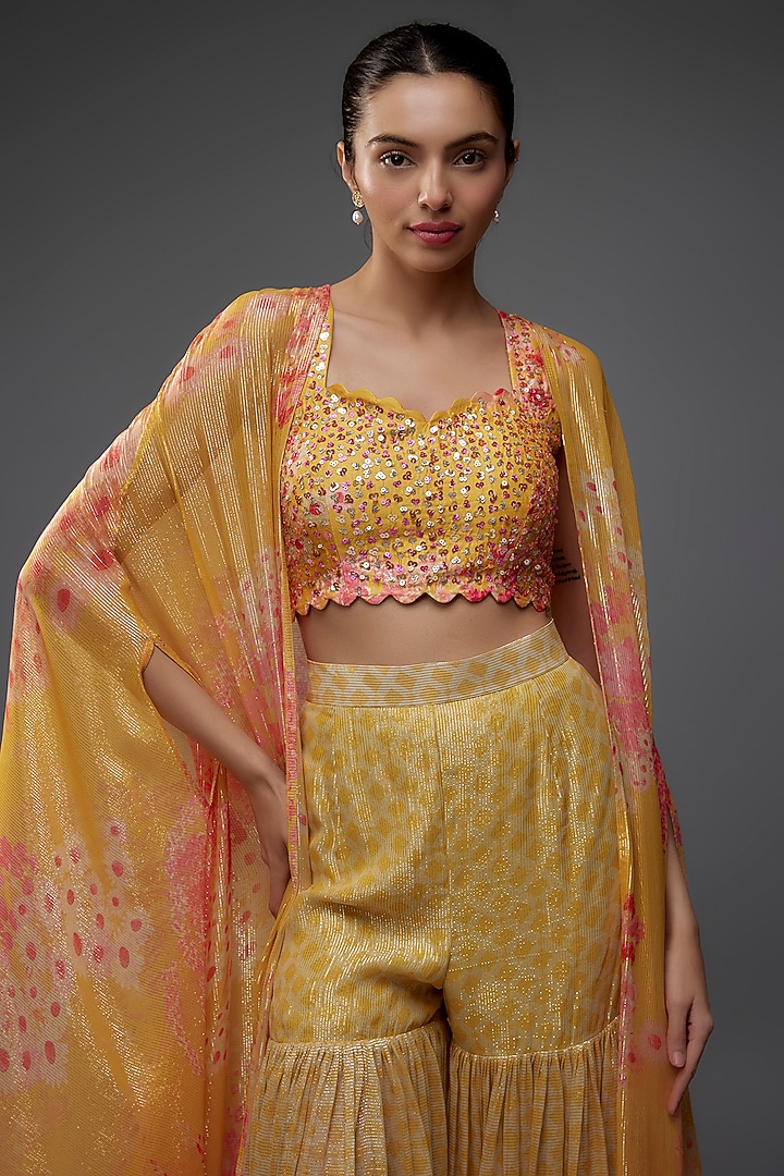 Primrose Shimmer Georgette Jacket Set by Archana Shah at Pernia's Pop Up Shop