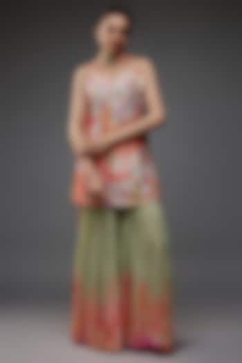 Multi-Colored Georgette Shimmer Printed Party Wear Sharara Set by Archana Shah at Pernia's Pop Up Shop