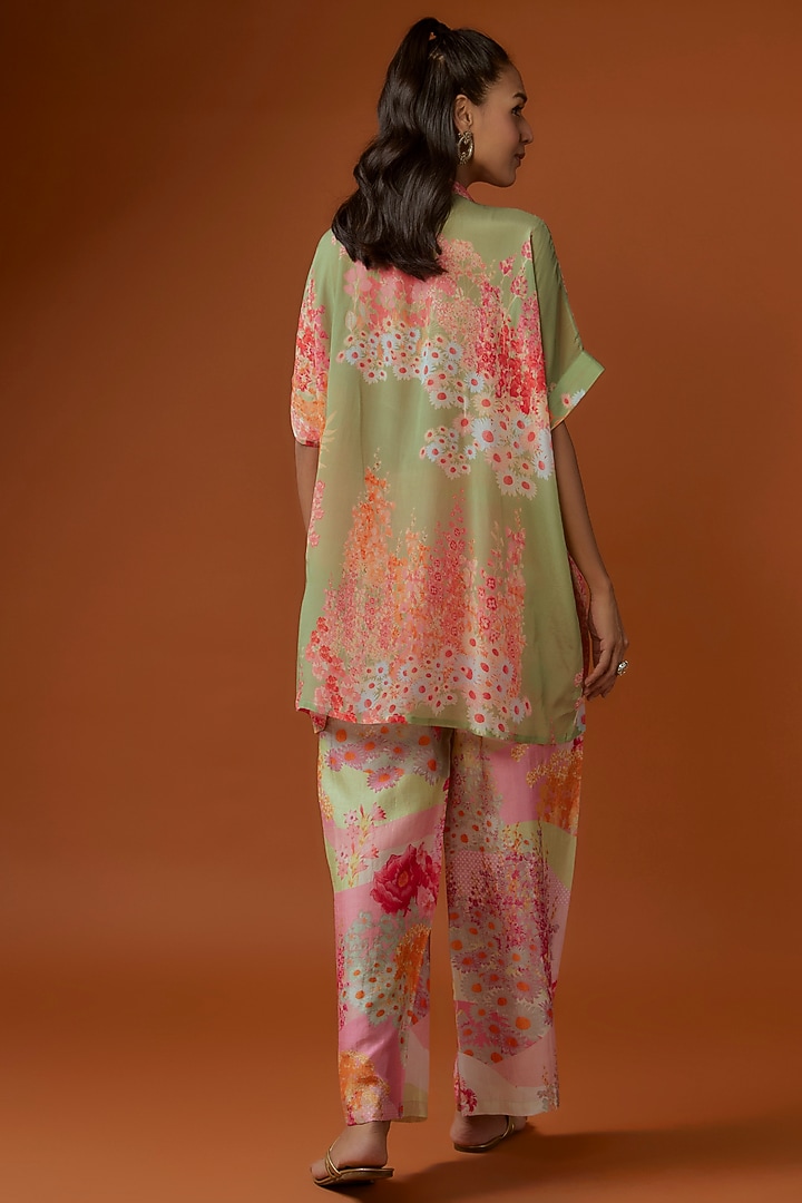 Multi-Colored Bemberg Crepe Printed & Sequins Embroidered Co-Ord Set by Archana Shah at Pernia's Pop Up Shop