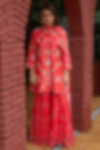 Scarlet Premium Silk Blend Wedding Sharara Set by Archana Shah at Pernia's Pop Up Shop