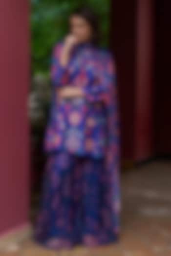 Royal Blue Premium Silk Blend Wedding Sharara Set by Archana Shah at Pernia's Pop Up Shop