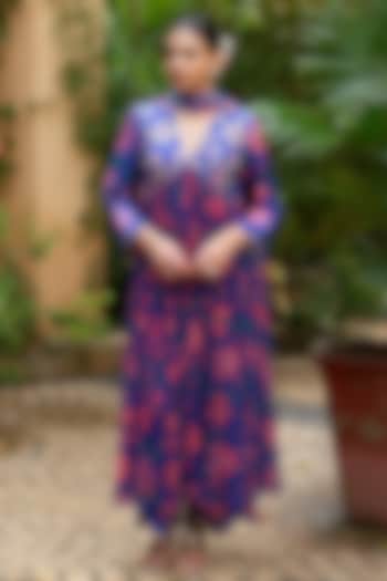 Purple Chanderi Pearl Embroidered Wedding Anarkali Set by Archana Shah at Pernia's Pop Up Shop