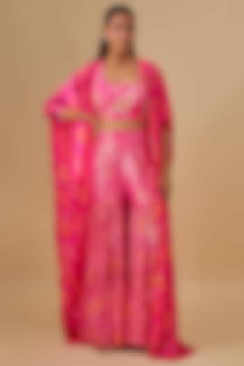 Pink Crepe Silk Floral Printed Cape Set by Archana Shah at Pernia's Pop Up Shop