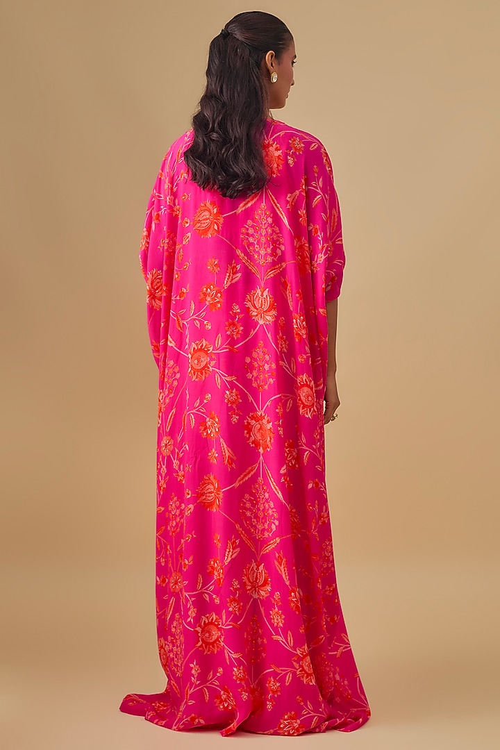 Pink Crepe Silk Floral Printed Cape Set by Archana Shah at Pernia's Pop Up Shop