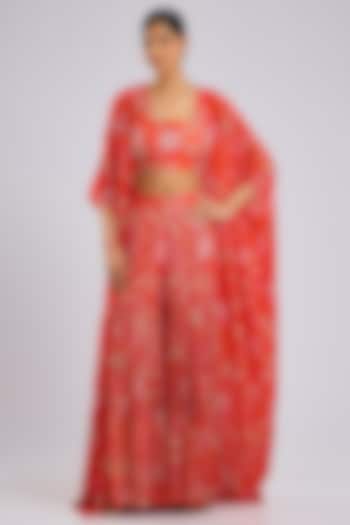 Orange Crepe Cape Set by Archana Shah at Pernia's Pop Up Shop