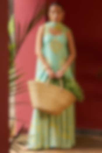 Light Blue Silk Wedding Sharara Set by Archana Shah at Pernia's Pop Up Shop