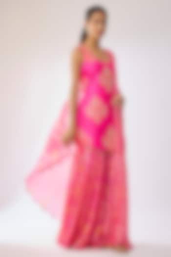 Pink Silk Wedding Sharara Set by Archana Shah at Pernia's Pop Up Shop