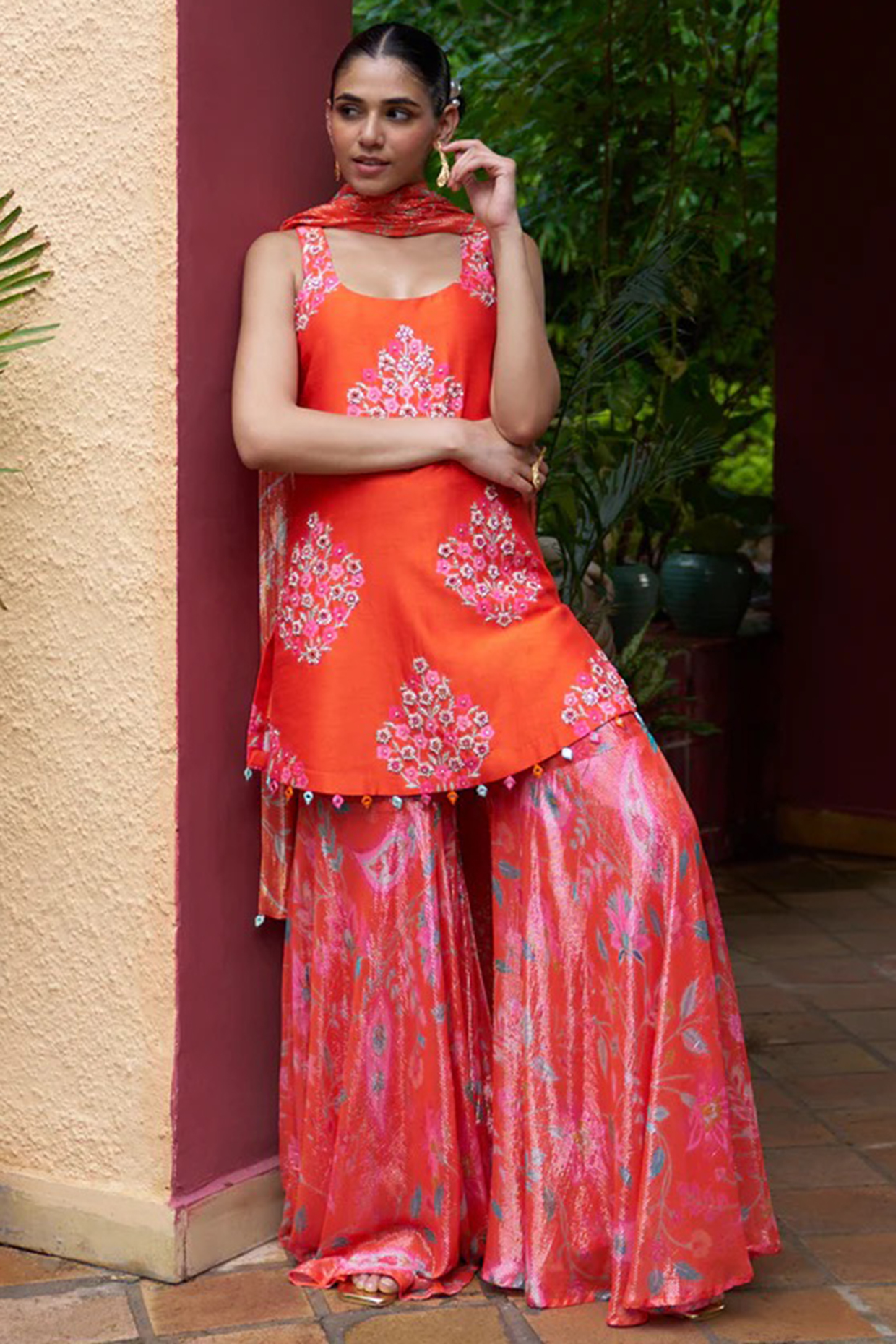 Pink Shimmer Wedding Sharara Set by Archana Shah at Pernia's Pop Up Shop