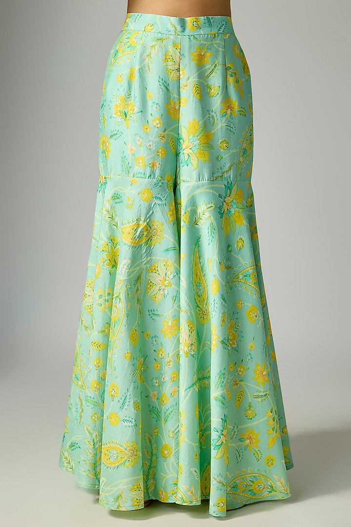 Green Bamberg Silk Paisley Digital Printed Wedding Sharara Set by Archana Shah at Pernia's Pop Up Shop