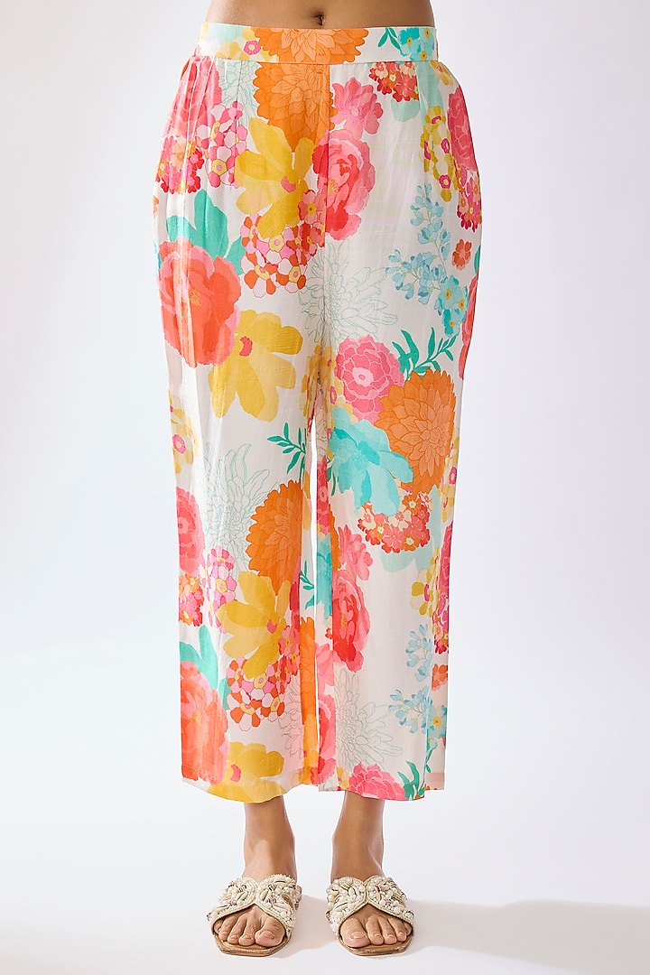 White Bemberg Crepe Digital Printed Tunic Set by Archana Shah at Pernia's Pop Up Shop