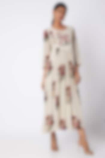 Nude Embellished & Printed Tunic by Archana Shah
