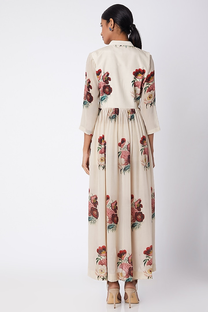 Nude Embellished & Printed Party Wear Anarkali by Archana Shah at Pernia's Pop Up Shop